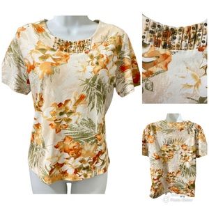 Alfred Dunner Floral Embellished Short Sleeve top